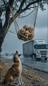 Three Puppies Trapped in a Net While Their Mother Cries in the Rain | Dear Kitten