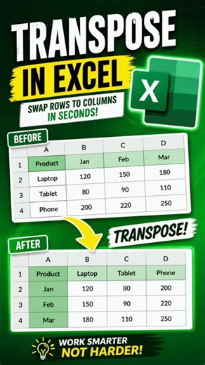 “Why are you typing again? Just transpose it.@QuickSkills4U #quicktips #timesavingtips