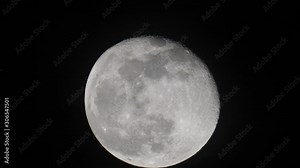 Detailed 4K UHD footage through telescope of waning gibbous