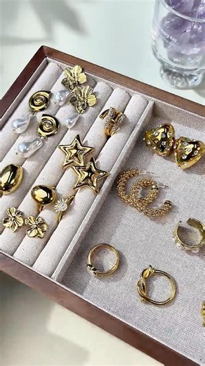 🔥Best Sellers | Trendy Gold Stackable Rings & Earrings Collection