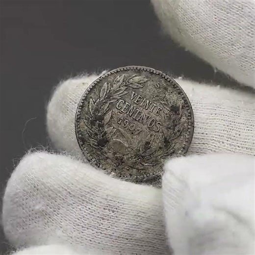 1907 20 Centavos Chile Coin Silver