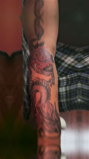 1.3K views | Added dragon on outside of existing red dragon outline. Was fun doing this dragon looking forward to finishing up the sleeve. ￼ | Redrum Tattoo & Piercing | Facebook