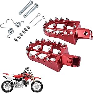 Motorcycle Foot Pegs CNC Footpeg Pedal Foot Rest for CRF XR 50 70 80 100 110 PW50 PW80 CT200U M2R SDG DHZ KAYO Dirt Pit Bike (Red)