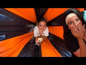 hide and seek, in the inflatable trampoline