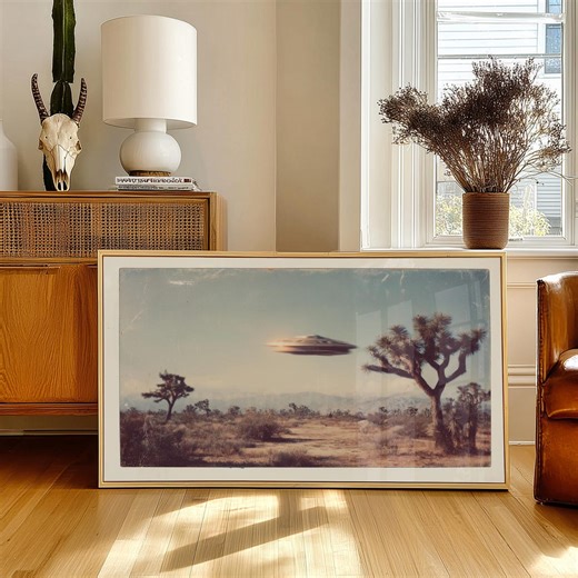 UFO Over Joshua Tree Poster: Vintage Sci-fi Desert Art - Etsy