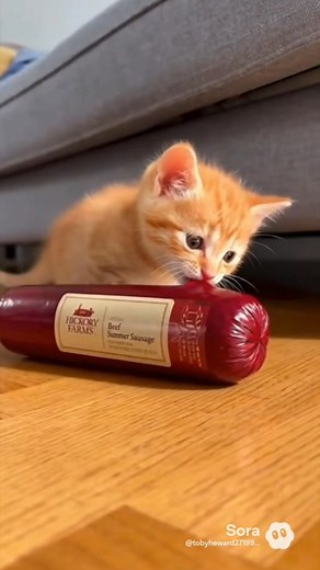 1.9K views · 105 reactions | Kitten Enjoying Hickory Farms Sausage #reel #kitten #fblifestyle | Toby Heward | Facebook