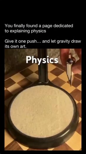 Physics Uncovered on Instagram: "Give the pendulum a single push — and watch as gravity and the Earth’s rotation take over. 🌍 Each swing traces a mesmerizing geometric pattern in the sand, a visual symphony of motion and balance. Because the fine sand creates almost no friction, the pendulum can move freely for up to 5 minutes, gently writing with every swing. What you’re seeing isn’t random — it’s physics turned into art. ⚛️🎨 Give the pendulum a single push — and watch as gravity and the Eart