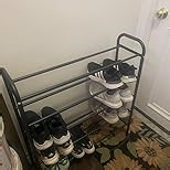 STO STO Expandable Shoe Organizer, 1-Tier Metal Shoe Rack for Closet, Up to 8 Pairs Adjustable Storage for Front Door Entrance, Free Standing Organizer for Entryway, Black