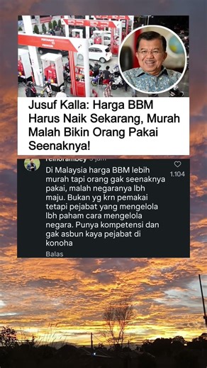 Harga BBM harus naik sekarang agar warga tidak seenaknya