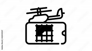 toy controlling with phone app black icon animation