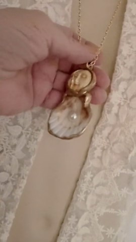 Moonface Mermaid Shell Necklace: Handmade Bohemian Pendant on Black Satin Cord - Etsy