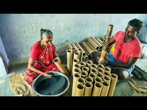 Marvellous Sky Shot Making Process by Fast Workers in Fireworks Factory