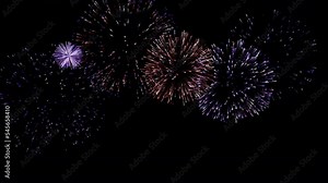 Seamless loop fireworks celebration, transparent background.