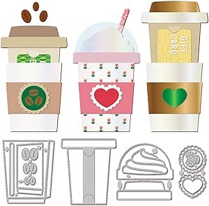 GLOBLELAND Coffee Cup Gift Card Holder Cutting Dies for Card Making Milkshake Drinks Cut Die for DIY Scrapbooking Journal Embossing Paper Craft Decor