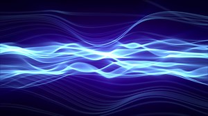 Loopable animation of blue wavy background with bright glow effect. Abstract screensaver for computer technologies, coding, blockchain, internet, artificial intelligence and science fiction. 4k, 60fps