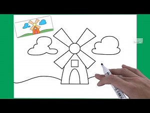 HOW TO DRAW A WIND MILL | EASY WIND MILL DRAWING FOR KIDS