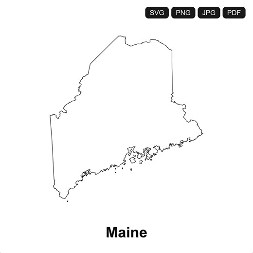 Maine State Outline SVG PNG PDF | Cricut Silhouette Cut File | Map Clipart Digital Download - Etsy