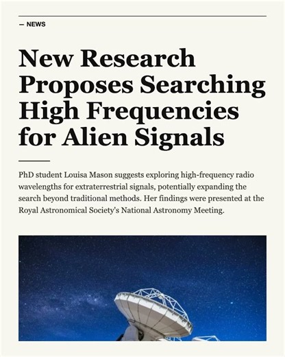 New Research Proposes Searching High Frequencies for Alien Signals