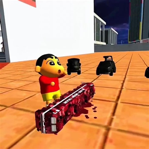 😱 MONSTER TRAIN ATTACK! Shinchan Turns Into a SKELETON 💀 | Ghost Train vs Shinchan – #ibd3d #shorts