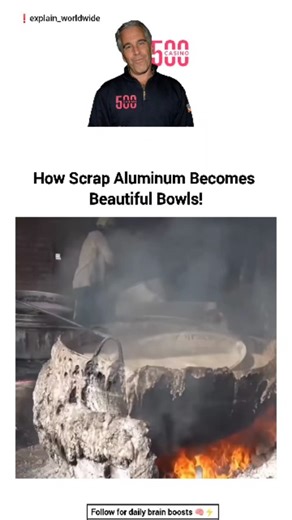 Explain worldwide on Instagram: "What if I told you your kitchen bowl started as scrap metal? 🤯 This incredible process shows how discarded aluminum—old utensils, cans, and industrial scrap—is melted, reshaped, and transformed into durable, shiny bowls we use every day. 🔄 Step 1: Scrap Collection & Sorting 🔥 Step 2: Melting & Purification 🛠 Step 3: Casting & Shaping ✨ Step 4: Finishing & Polishing Recycling aluminum saves massive energy compared to producing new metal and reduces environment