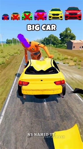 Big & Small Cars vs Giant Alien Kick & Punch#beamngdrive