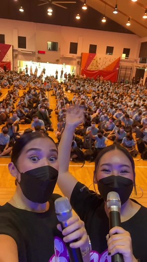 The biggest school invasion of the year so far! Thank you Loyang View Secondary School you were electric⚡️ @Maya Davidov @ann nicole ☁️ #987fm #HitMusic #radio
