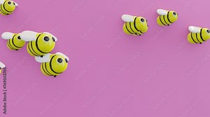 cartoon look honey bee flying 3D animated video for kids