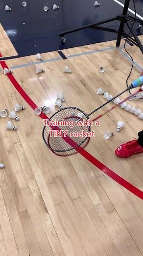 Training with a TINY racket! #badminton #badmintontraining #badmintontiktok #asmr