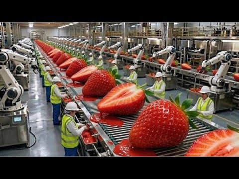 Inside a Modern Strawberry Factory: From fresh fruit to strawberry-flavored milk (Full Process)