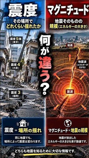 【意外と知らない】震度とマグニチュード、何が違う？30秒でわかる防災知識#Short#防災 #地震 #地震対策 #震度 #マグニチュード #防災知識 #防災情報 #災害対策 #地震の知識
