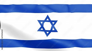 Israeli flag in the wind. Israel flag waving texture fabric background, crisis of jew and islam palestine, risk war concept.
