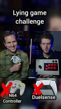 lying game challenge with a gamecube controller and an arcade stick.