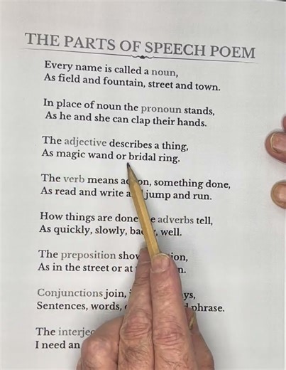 Parts of speech as a poem