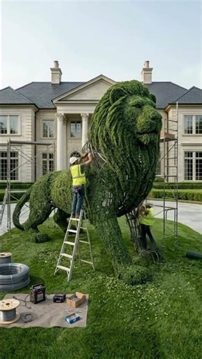 🦁🦁Lion Shaped Plant construction 🏗 time lapse.#ai #nature #satisfying