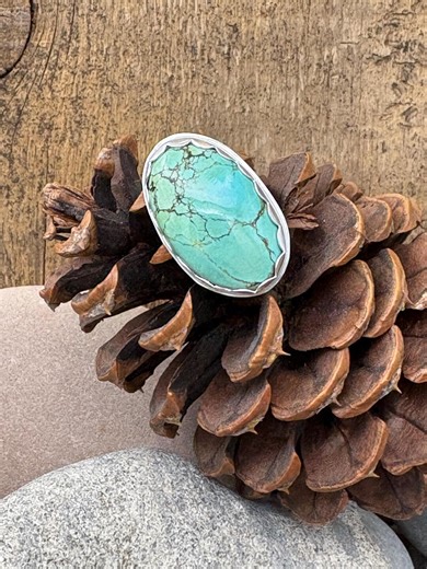 Sterling Silver Hair Piece/ponytail Holder With a Natural Tibetan Turquoise Cabochon. - Etsy