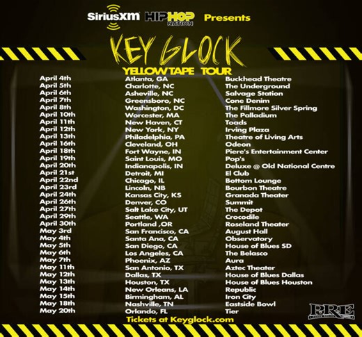Key Glock Announces “The Yellow Tape Tour,” Kicking Off In April