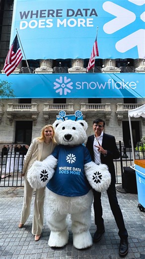Snowflake on Instagram: "5 years since the Snowflake IPO, 10 years of data, and a full NYSE takeover! ❄️ It was an honor to ring the NYSE bell and celebrate this incredible milestone. Thank you to all our amazing customers, partners, and collaborators for being a part of the Snowflake story. We can’t wait for all that’s ahead!"