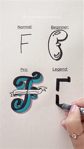 4 Ways to Write the Letter F #nhuandaocalligraphy