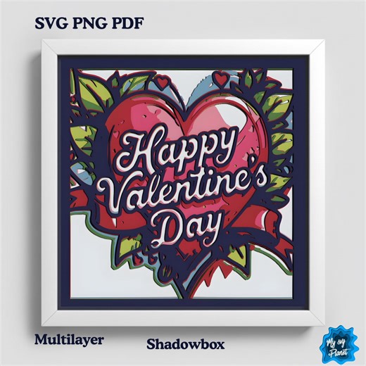 Happy Valentine’s Day 3D Shadow Box SVG, Love Heart Layered Paper Cut, Valentine Shadowbox SVG for Cricut - Etsy