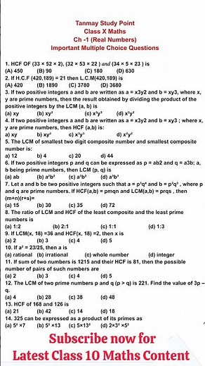 Important MCQs of Real Numbers Class 10 Maths CBSE 2025-26 | Chapter 1 Class 10 Maths 2025-26