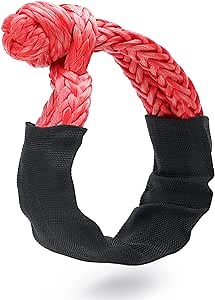 Saker Winch Snatch Recovery Ring -Soft Shackles Ultra High Molecular Weight Polyethylene Fiber (UHMWPE), 35,000lbs Breaking Strength for Full-Size Truck SUVs Offroad Vehicles, Red