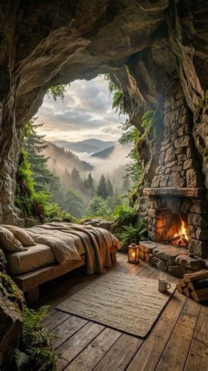 🔥 Cozy Bedroom Fireplace Loop (20s) Forest Window View • Sleep & Relax