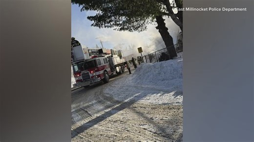 Crews battle a structure fire in Millinocket