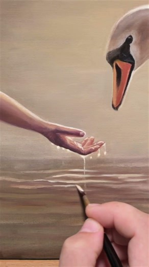 Painting a girl with swan