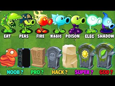 PVZ 2 - Every Pea Plants Max Level Power Up Vs All Gravestones - Who Will Win?