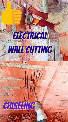 Electrical wall cutting and chiseling #shorts #jhiri #construction #electrical #wallcutting #chisel