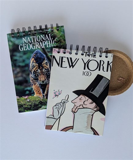 Magazine Cover Notepads - National Geographic / New Yorker - Handmade From Upcycled Magazine Covers - Etsy
