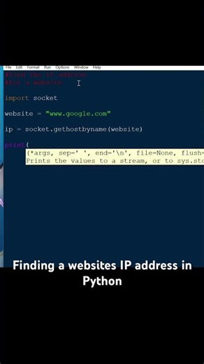 Finding a websites IP address in Python #coding #programming #python