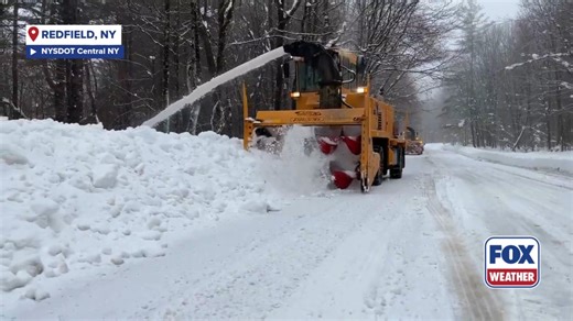 LENDING A HAND: Crews hit the road in Oswego County, NY after last week's storms that brought heavy snow to the area! Drivers are advised to leave space for these massive machines as they clear out the large snow banks. | FOX Weather