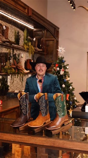 Not sure which square toe is for you? Here’s a side by side look to help you decide this holiday season.🤠🎄 Austin “Espresso” Austin “Cognac” Austin “Bull Chocolate” 2535 University Blvd Houston, Tx 📍 Texascountrywesternboots.com #exoticboots #westernwear #cowboyboots #texascountry #rodeo #leather #countryfashion #calfskin #roughout | Texas Country Western Boots